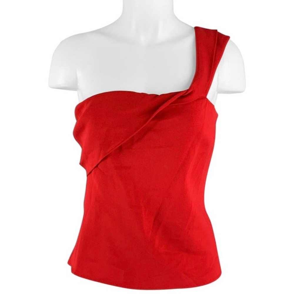 Cushnie Et Ochs Red Silk One Shoulder Sleeveless Blouse Women’s Size 0/XS